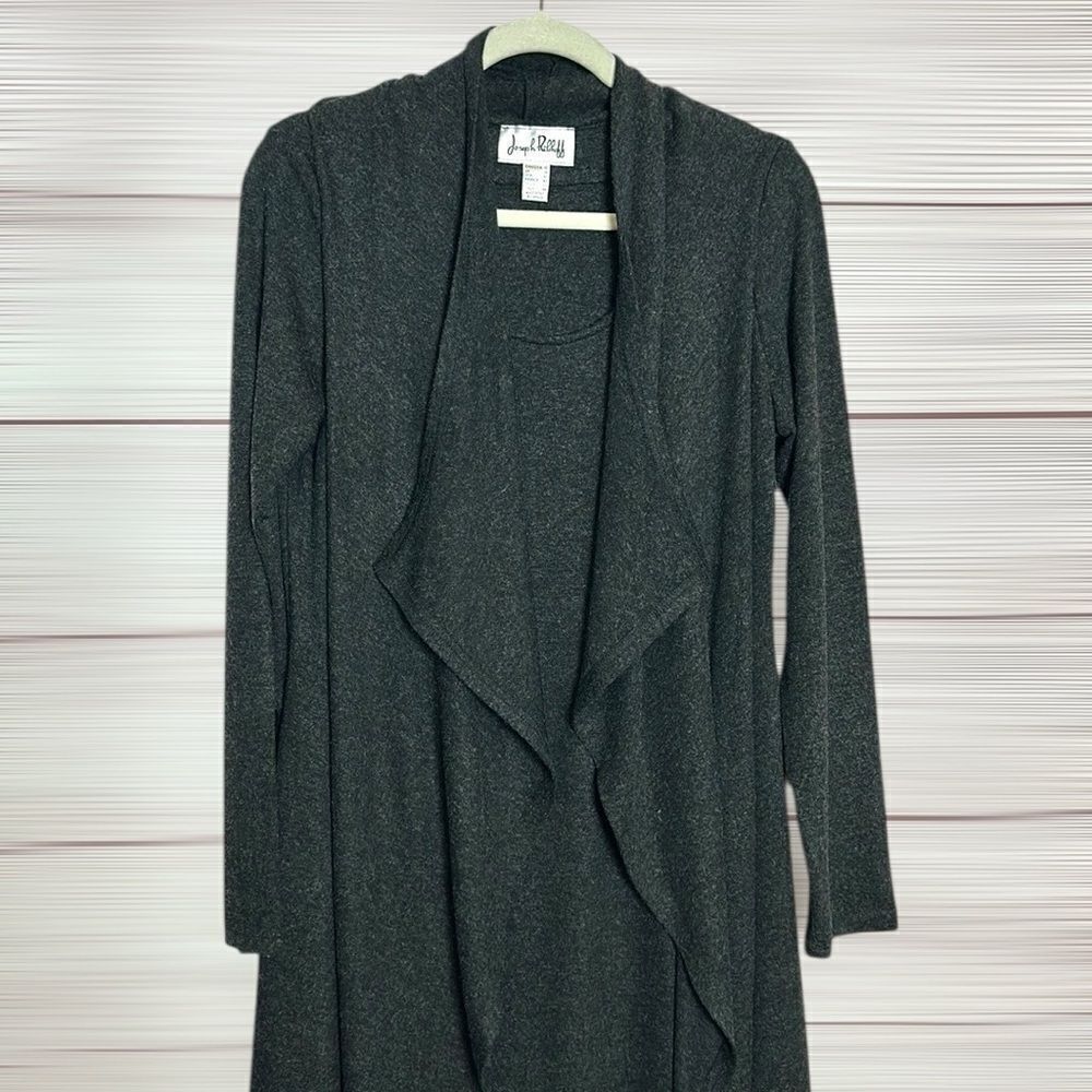 Joseph Ribkoff Women's Charcoal Gray Long Sleeve Shark Bite Knit Midi Dress US12